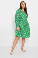 yours vestido corto verde de margaritas mujer curvy y tallas grandes yours
