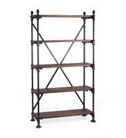 libreria de madera marron y hierro negro alt 180 cm