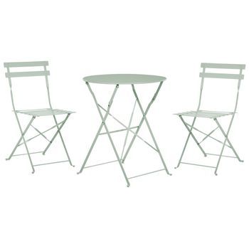 Conjunto De Balcón De Metal Gris Mesa Redonda Sillas De Acero Exterior Fiori