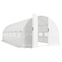 outsunny invernadero de tunel 6x3x2 m con puerta con bisagras 12 ventanas de malla y estructura de acero galvanizado blanco