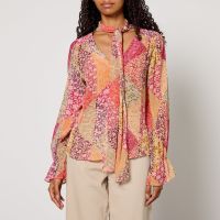 rixo jovie printed georgette blouse - uk 8