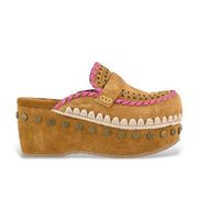 mou para mujer musw611004a zuecos de piel ganchillo marron 36 5 a 8cm ninguno casual