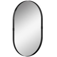 homcom espejo de pared espejo decorativo 60 x 90 cm de vidrio templado y marco de aluminio para dormitorio salon pasillo negro