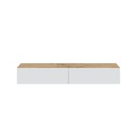mueble tv suspendido 2 abatibles y 2 estantes l180 cm - blanco y roble