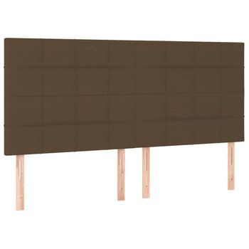 Cabecero Cama Mueble De Dormitorio Con Luces Led Tela Oscuro 160 X 5 X 118/128 Cm Marrón M02_0009117