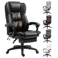 vinsetto silla de escritorio con 6 puntos de masaje pu silla de despacho reposapies retractil y control remoto 685x685x113-121cm negro   aosom espana