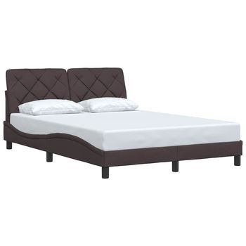 Estructura De Cama Sin Colchón Tela Marrón Oscuro 120x200 Cm