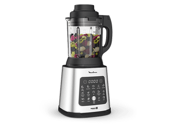 Batidora de vaso - Moulinex Perfectmix Cook LM835D, 1400 W, 2 L, 6 Cuchillas Powelix, Recetas Frías y Calientes, 10 programas, Táctil, Inox.