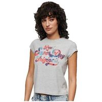 superdry camiseta t-shirt floral scripted a mancherons para mujer