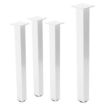 Set 4x Patas De Mesa 90 Cm Regulables De Acero 8x8 Cm Blanco Brillante