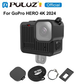 PULUZ-funda protectora de silicona, cubierta de interfaz lateral con correa para la muñeca, cubierta de lente para GoPro HERO 4K 2024, accesorios para cámaras deportivas