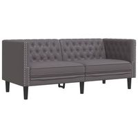 sofa chesterfield de 2 plazas cuero artificial gris