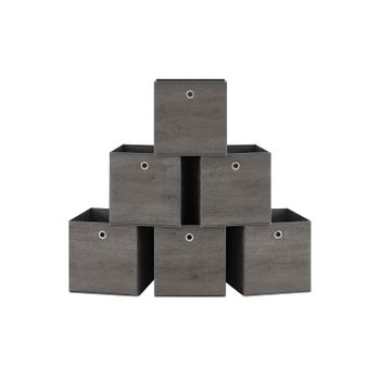Caja Almacenaje con Asa Organizadora de Tela Oxford y Tela no Tejida Ajustable Plegable, Gris Nublado / 30 x 30 x 30 cm