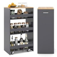 carro de almacenamiento estrecho de 4 niveles costway carrito auxiliar475x30x805gris y natural