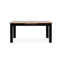 mesa de comedor extensible l160-200 cm - efecto roble y negro