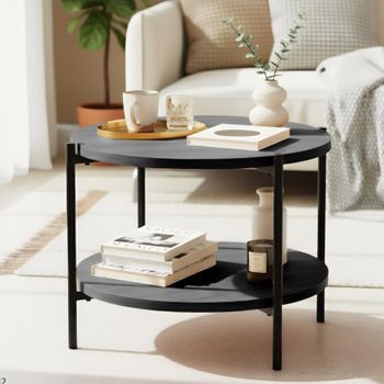 Mesa De Centro Edduma Madera Gris Ø 50 Cm Clp