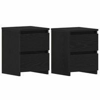 pack 2 uds mesita de noche  armario de noche  mesa de noche con cajon roble negro 30 x 30 x 40 cm