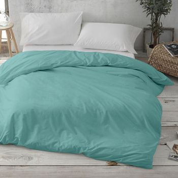 Funda Nórdica Lisa 80% Algodón 20% Poliéster 200 X 190/200 Cm - Turquesa - Burrito Blanco