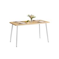 mesa de comedor moderna de estilo rustico para 4-6 personas roble dorado  blanco nube