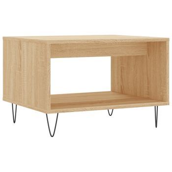 Mesa De Centro 50x60x40 Cm Madera Trabajada Y Hierro - Marrón