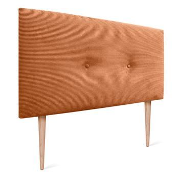 Dhome Cabecero De Pana Liso Con Botones 110x115 Con Patas Camas 105 - Naranja