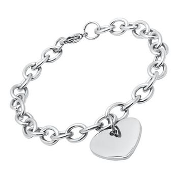 Pulsera de acero inoxidable con colgante corazón 20cm