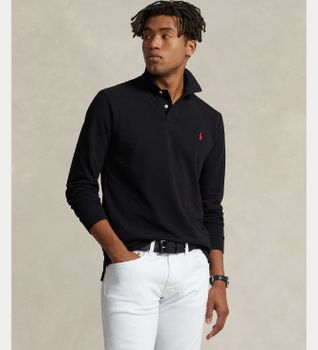 Polo Ralph Lauren para hombre. 710680790045 Polo Custom Slim Fit negro (XL), Casual, Algodón, Manga larga
