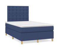 cama box spring con colchon tela azul 120x200 cm botones