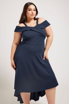 Yours London Vestido Bardot Azul Marino, Mujer Curvy Y Tallas Grandes, Yours London