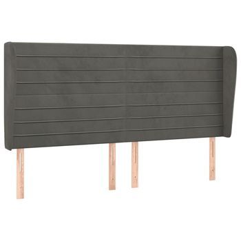 Cabecero Con Orejas De Terciopelo Gris Oscuro 183x23x118/128 Cm Vidaxl