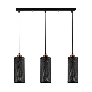 Regleta colgante moderno 3 pantallas cilíndrica negro altura regulable