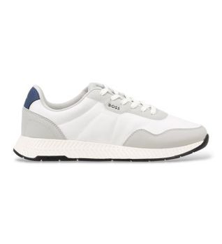 BOSS para hombre. 50536481 Zapatillas de caña baja con empeines con textura gris (41), Plano, Cordones, Casual