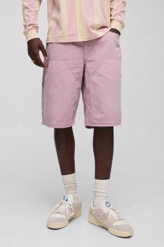 Pantalón Corto Holgado Largo Estilo Carpintero Sobreteñido, Purple