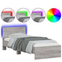estructura de cama cabecero luces led gris sonoma 90x200 cm vidaxl
