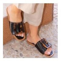 zapateos chanclas pala hebilla plana para mujer