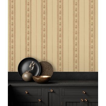 Papel Pintado Vinílico De Rayas Con Efecto Textura De Tela Tejida En Relieve - Alexander Stripe 676427 De Gaulan - Rollo De 10 M X 1,06 M
