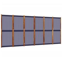 biombo separador de ambientes 6 paneles 420 x 180 cm azul textileno y madera dec031071
