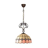 colgante de techo con cadena y adorno fundicion con pantalla tiffany d 30cm serie pink