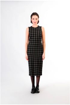 vestido tubo de tejido jacquard multiblack plaid s