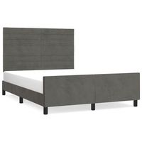 cama doble  cama para adultos  estructura cama con cabecero terciopelo gris oscuro 140x190 cm
