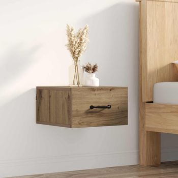 Mesita De Noche - Dormitorio - Madera De Ingeniería - Roble Artesanal (35x35x20cm)