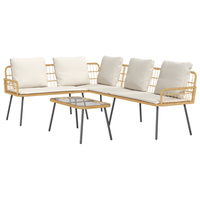 set sofas de jardin 2 pzas con cojines ratan sintetico natural cfw840360