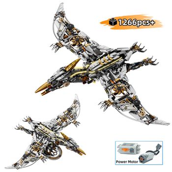 NUEVO Set de Bloques de Construcción de Pterodáctilo Mecánico con Luz, Modelo de Animales Articulados, Regalo STEM de Cumpleaños, Juguete para Niños, 1266 Piezas