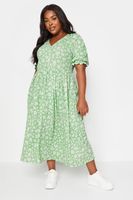 limited collection vestido midaxi verde de flores blancas mujer curvy y tallas grandes limited collection