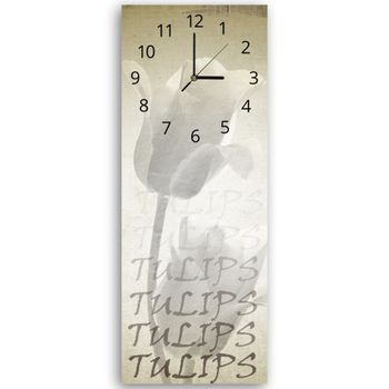Legendarte - Reloj De Pared Tulipán Blanco Cm. 30x90