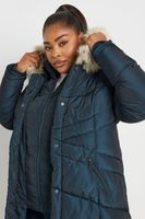 yours abrigo midi azul marino acolchado con capucha mujer curvy y tallas grandes yours