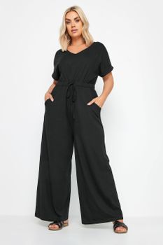 Yours Mono Negro Pierna Ancha, Mujer Curvy Y Tallas Grandes, Yours