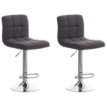 Set De 2 Taburetes De Bar Peru En Tela Gris Claro 47x46x94 Cm Clp