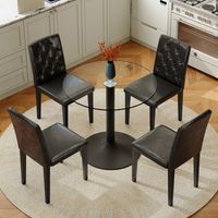 conjunto de mesa y sillas - comedor - cristal y metal - negro y transparente 85x85x76cm