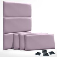 dhome juego de 6 paneles tapizados de lino pack autoadhesivos para pared acusticos absorbentes proteccion impactos cabeceros decoracion lila 60x50cm